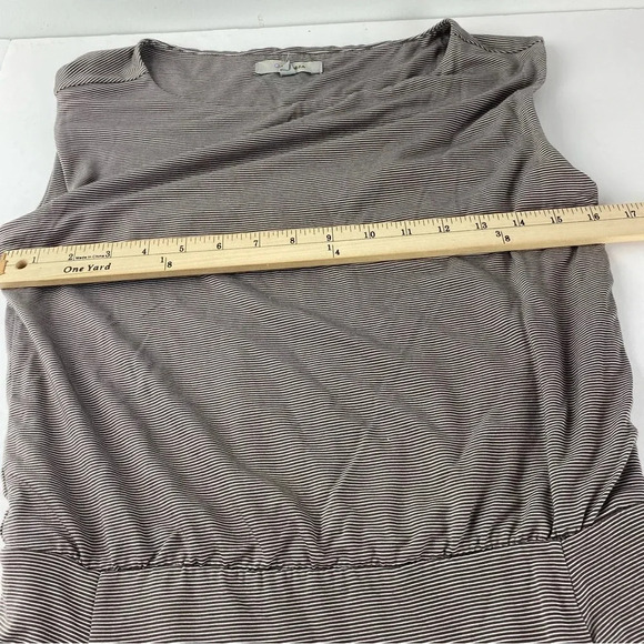 Athleta Womens XS Taupe Striped Tulip Dress Sleeveless Fitted Rouched - Picture 3 of 7